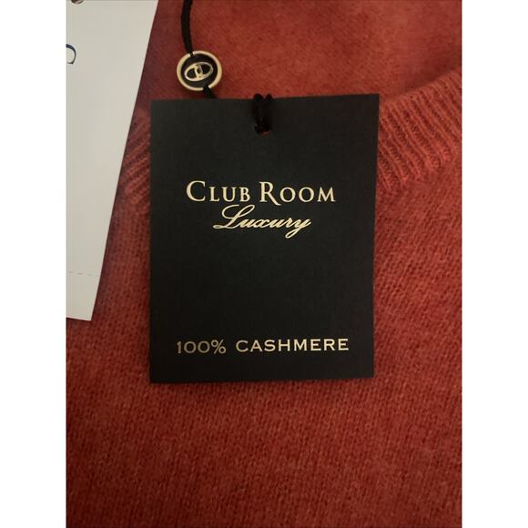 NWT Cashmere Club Room Sweater Men Orange Pottery Clay Pullover V Neck XL - Picture 3 of 5